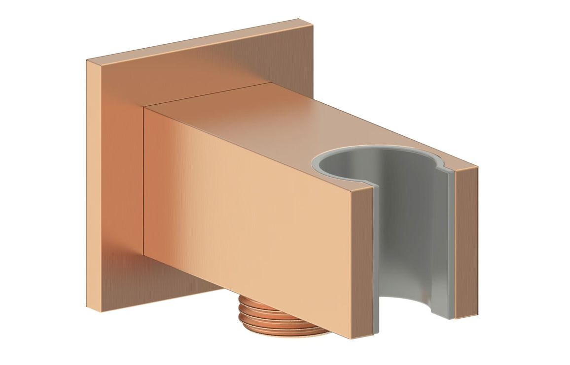 Cosmic Square Handset Wall Bracket with Wall Outlet - Brushed Bronze
