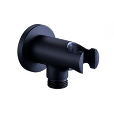 Aurora Round Handset Wall Bracket with Wall Outlet - Matt Black