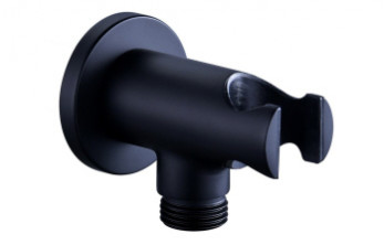 Aurora Round Handset Wall Bracket with Wall Outlet - Matt Black