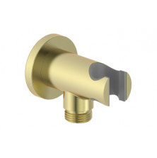 Aurora Round Handset Wall Bracket with Wall Outlet - Brushed Brass