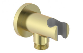 Aurora Round Handset Wall Bracket with Wall Outlet - Brushed Brass