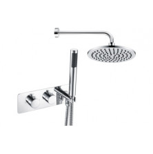 Luna Shower Pack One - Two Outlet Twin Shower Valve w/Handset & ABS Overhead - Chrome Luna Shower Pack One - Two Outlet Twin Shower Valve w/Handset & ABS Overhead - Chrome