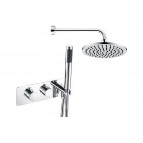 Luna Shower Pack One - Two Outlet Twin Shower Valve w/Handset & ABS Overhead - Chrome