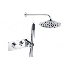 Luna Shower Pack Two - Two Outlet Twin Shower Valve w/Handset & Brass Overhead - Chrome