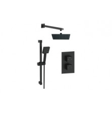 Square Concealed Valve Head & Arm Shower Pack - Matt Black