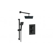 Square Concealed Valve Head & Arm Shower Pack - Matt Black