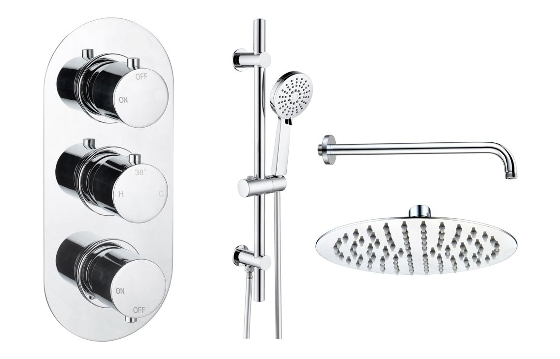 Aurora Round Shower Valve & Kit Pack 3 - Chrome