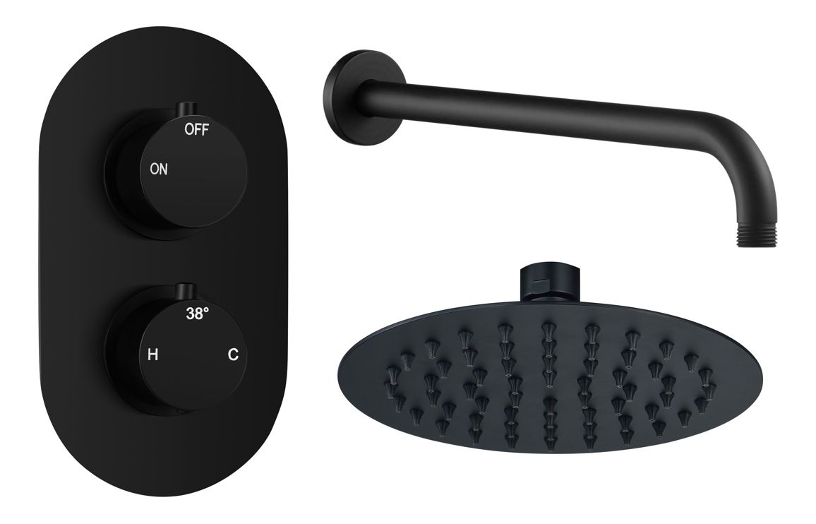 Aurora Round Shower Valve & Kit Pack 1 - Matt Black Aurora Round Shower Valve & Kit Pack 1 - Matt Black