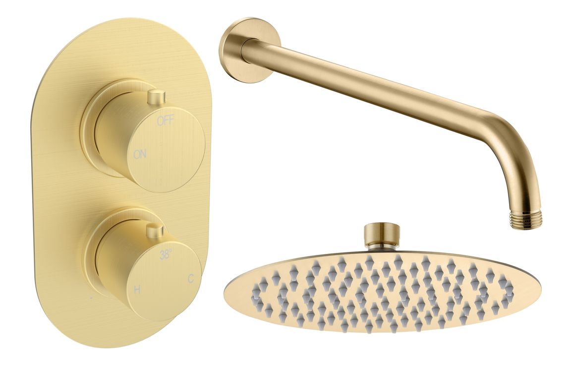 Aurora Round Shower Valve & Kit Pack 1 - Brushed Brass Aurora Round Shower Valve & Kit Pack 1 - Brushed Brass