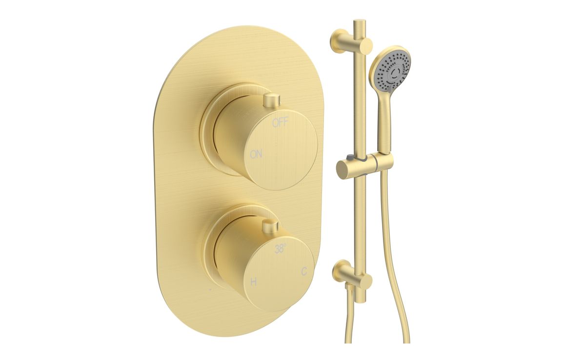 Aurora Round Shower Valve & Kit Pack 2 - Brushed Brass