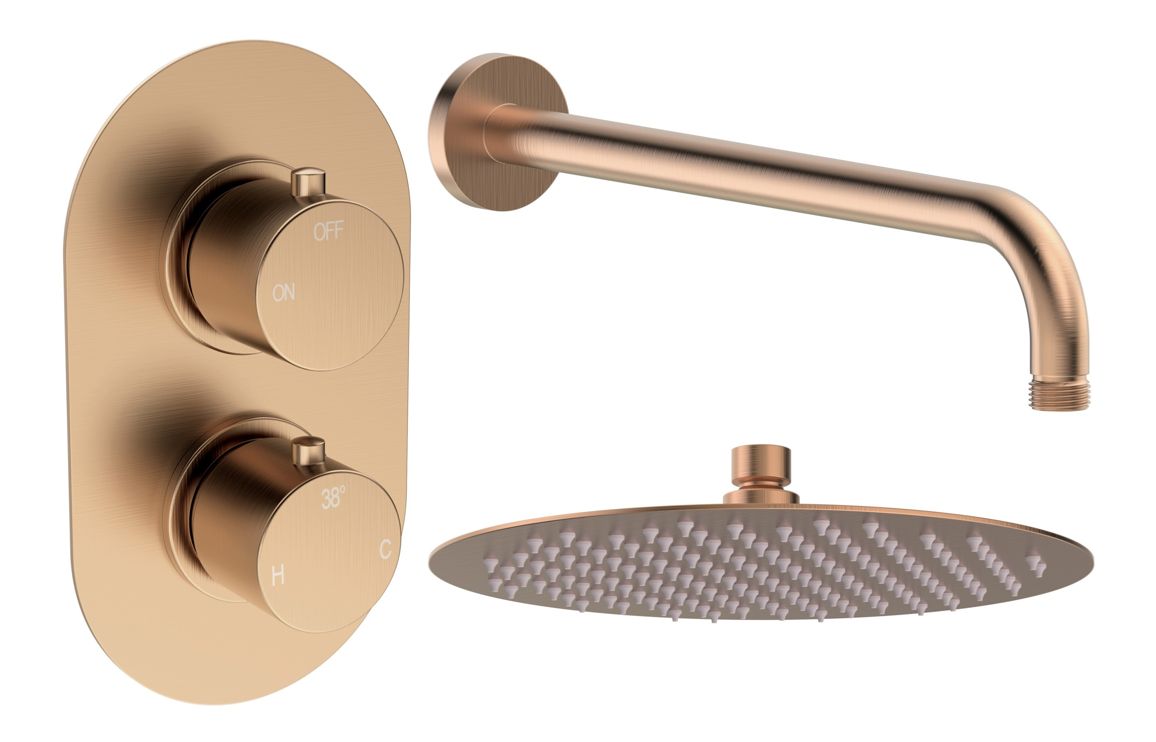 Aurora Round Shower Valve & Kit Pack 1 - Brushed Bronze Aurora Round Shower Valve & Kit Pack 1 - Brushed Bronze