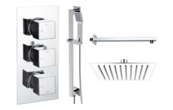 Cosmic Square Shower Valve & Kit Pack 3 - Chrome Cosmic Square Shower Valve & Kit Pack 3 - Chrome