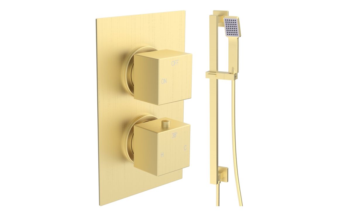 Cosmic Square Shower Valve & Kit Pack 2 - Brushed Brass