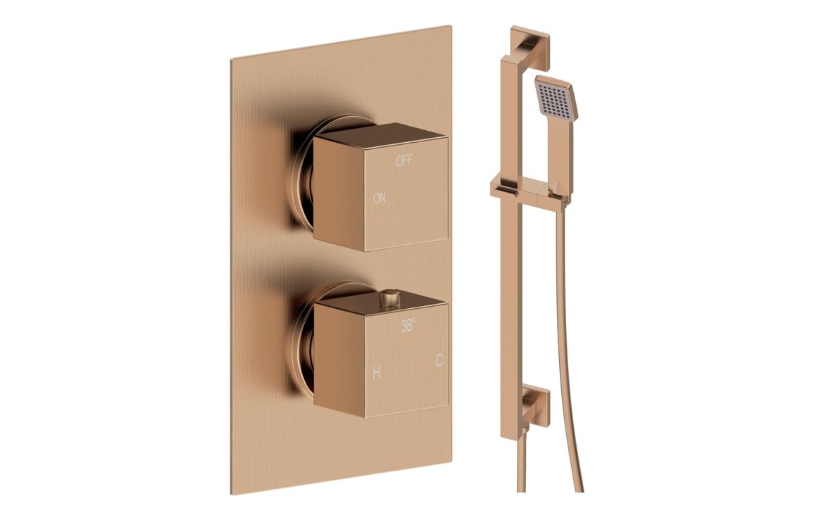Cosmic Square Shower Valve & Kit Pack 2 - Brushed Bronze