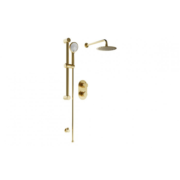 Shower Rail with Round 3 Mode Handset - Brushed Brass
