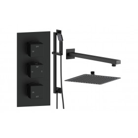 Cosmic Square Shower Valve & Kit Pack 3 - Matt Black