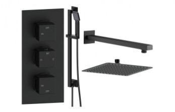 Cosmic Square Shower Valve & Kit Pack 3 - Matt Black Cosmic Square Shower Valve & Kit Pack 3 - Matt Black