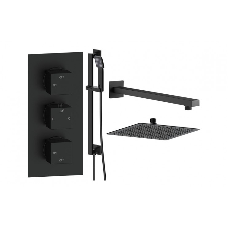 Cosmic Square Shower Valve & Kit Pack 3 - Matt Black