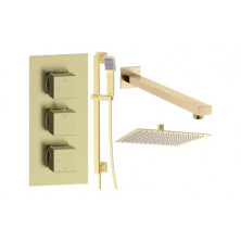 Cosmic Square Shower Valve & Kit Pack 3 - Brushed Brass Cosmic Square Shower Valve & Kit Pack 3 - Brushed Brass