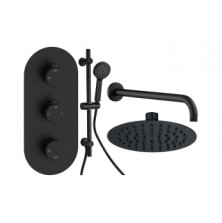 Aurora Round Shower Valve & Kit Pack 3 - Matt Black Aurora Round Shower Valve & Kit Pack 3 - Matt Black