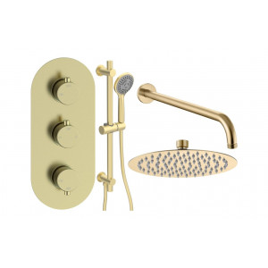 Aurora Round Shower Valve & Kit Pack 3 - Brushed Brass Aurora Round Shower Valve & Kit Pack 3 - Brushed Brass