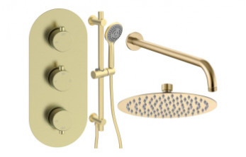 Aurora Round Shower Valve & Kit Pack 3 - Brushed Brass