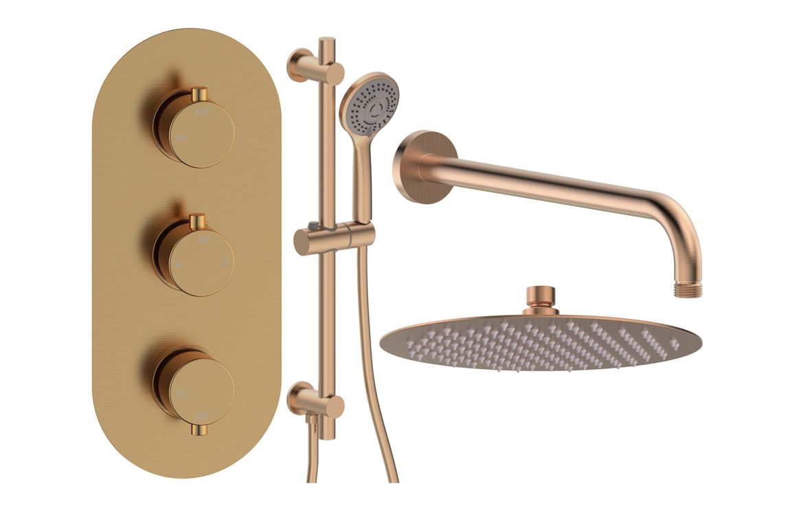 Aurora Round Shower Valve & Kit Pack 3 - Brushed Bronze Aurora Round Shower Valve & Kit Pack 3 - Brushed Bronze