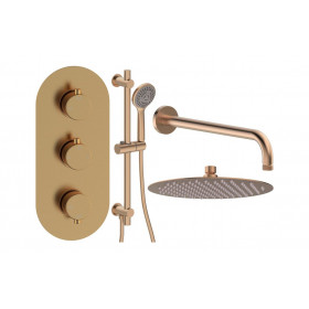 Aurora Round Shower Valve & Kit Pack 3 - Brushed Bronze