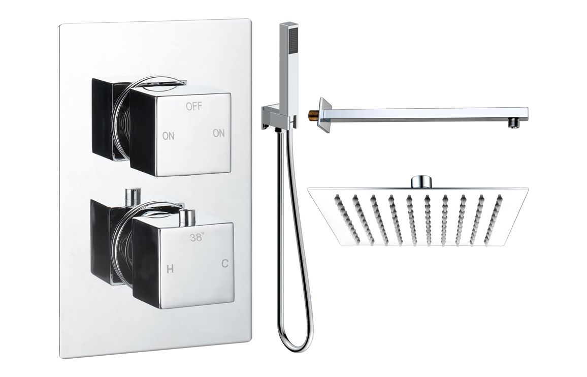 Cosmic Square Shower Valve & Kit Pack 4 - Chrome
