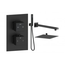 Cosmic Square Shower Valve & Kit Pack 4 - Matt Black