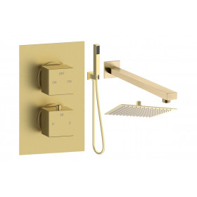 Cosmic Square Shower Valve & Kit Pack 4 - Brushed Brass