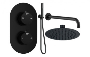 Aurora Round Shower Valve & Kit Pack 4 - Matt Black Aurora Round Shower Valve & Kit Pack 4 - Matt Black