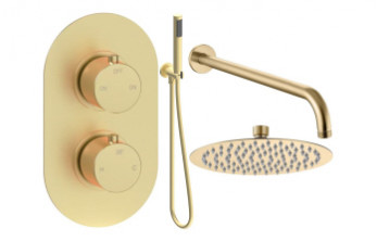 Aurora Round Shower Valve & Kit Pack 4 - Brushed Brass Aurora Round Shower Valve & Kit Pack 4 - Brushed Brass