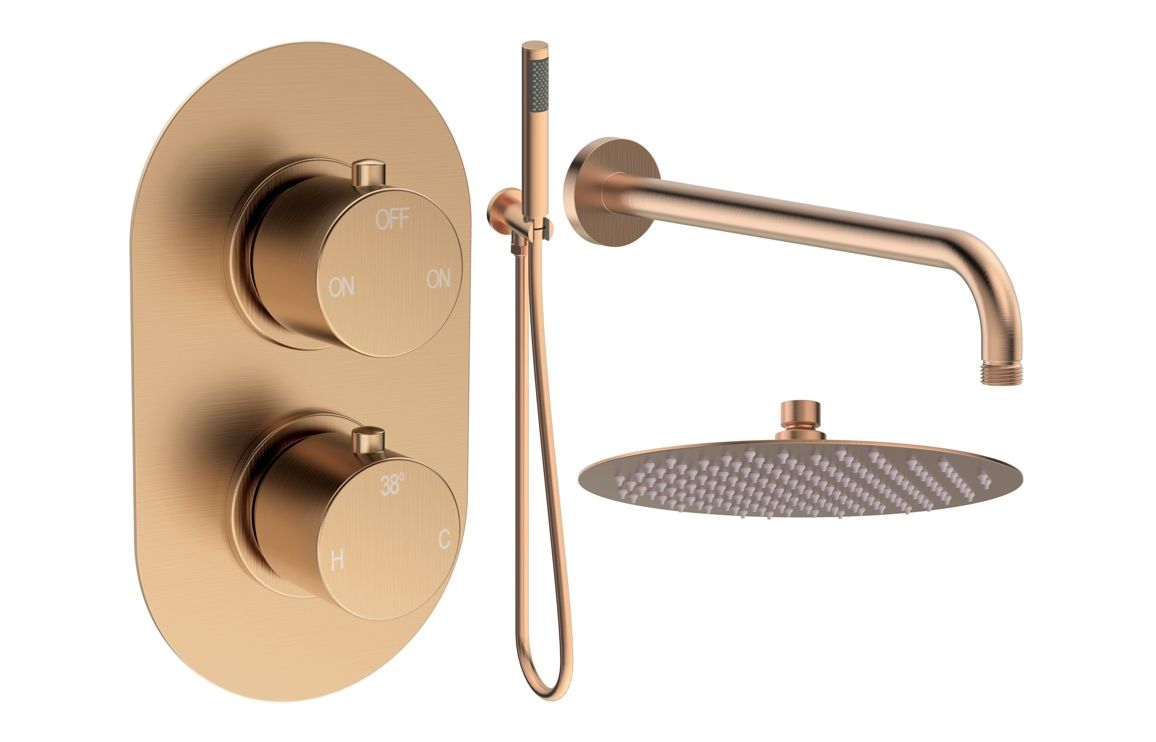 Aurora Round Shower Valve & Kit Pack 4 - Brushed Bronze