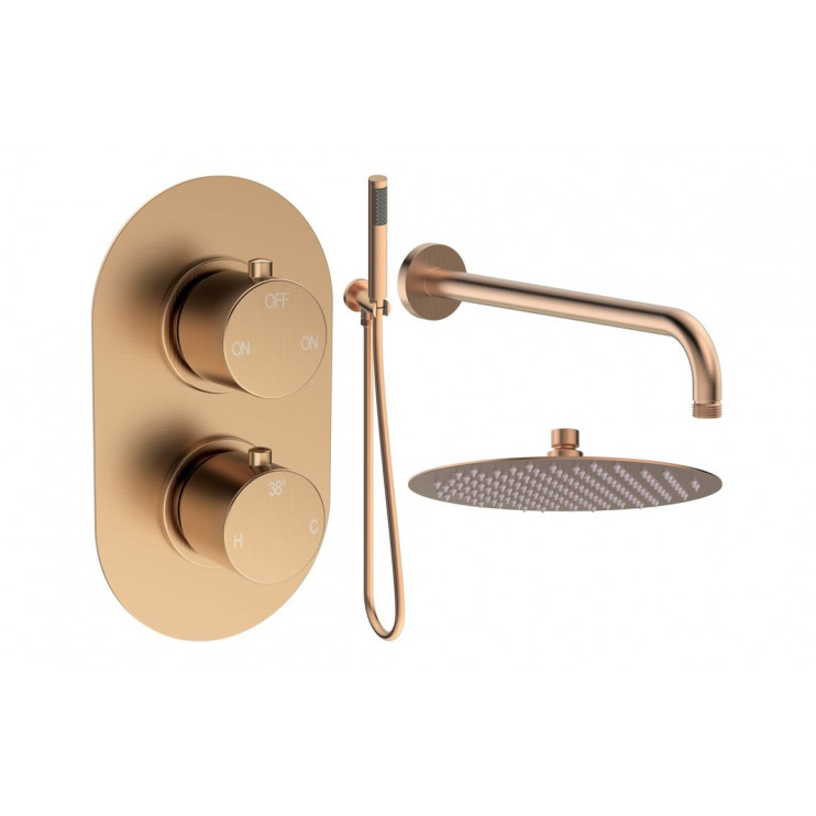 Aurora Round Shower Valve & Kit Pack 4 - Brushed Bronze Aurora Round Shower Valve & Kit Pack 4 - Brushed Bronze