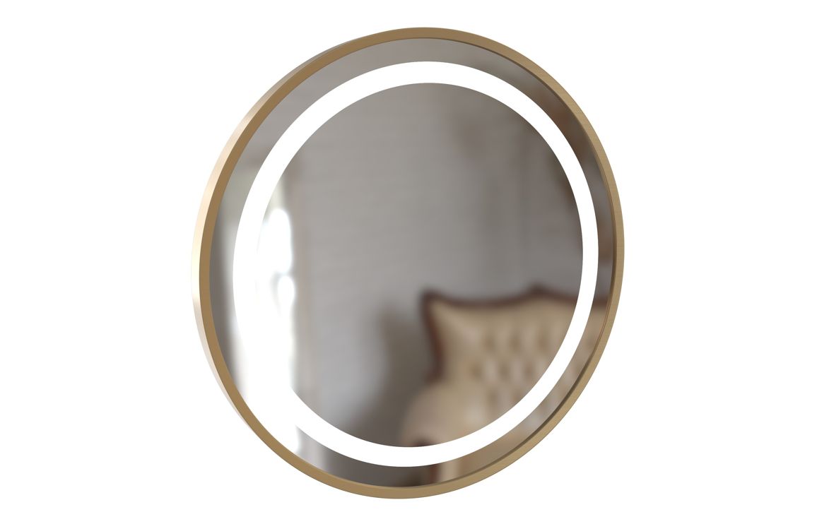 Halo 600mm Round Front-Lit LED Mirror - Brushed Brass