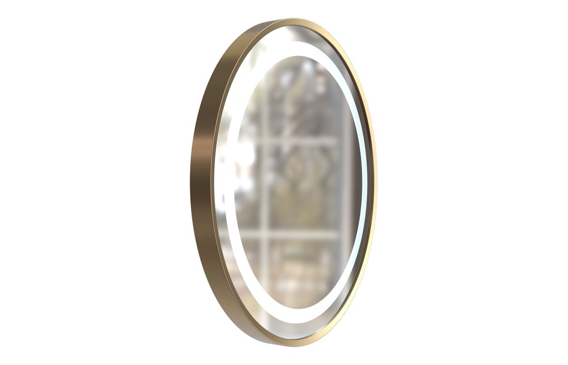 Halo 600mm Round Front-Lit LED Mirror - Brushed Brass