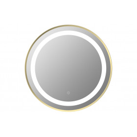 Halo 600mm Round Front-Lit LED Mirror - Brushed Brass