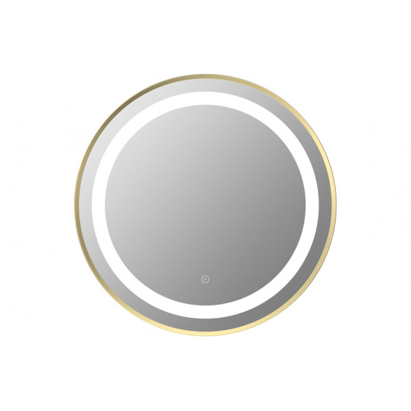 Halo 600mm Round Front-Lit LED Mirror - Brushed Brass