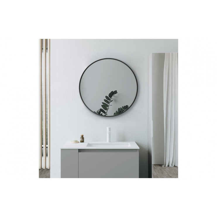 Kenji 600mm Round Mirror - Matt Black