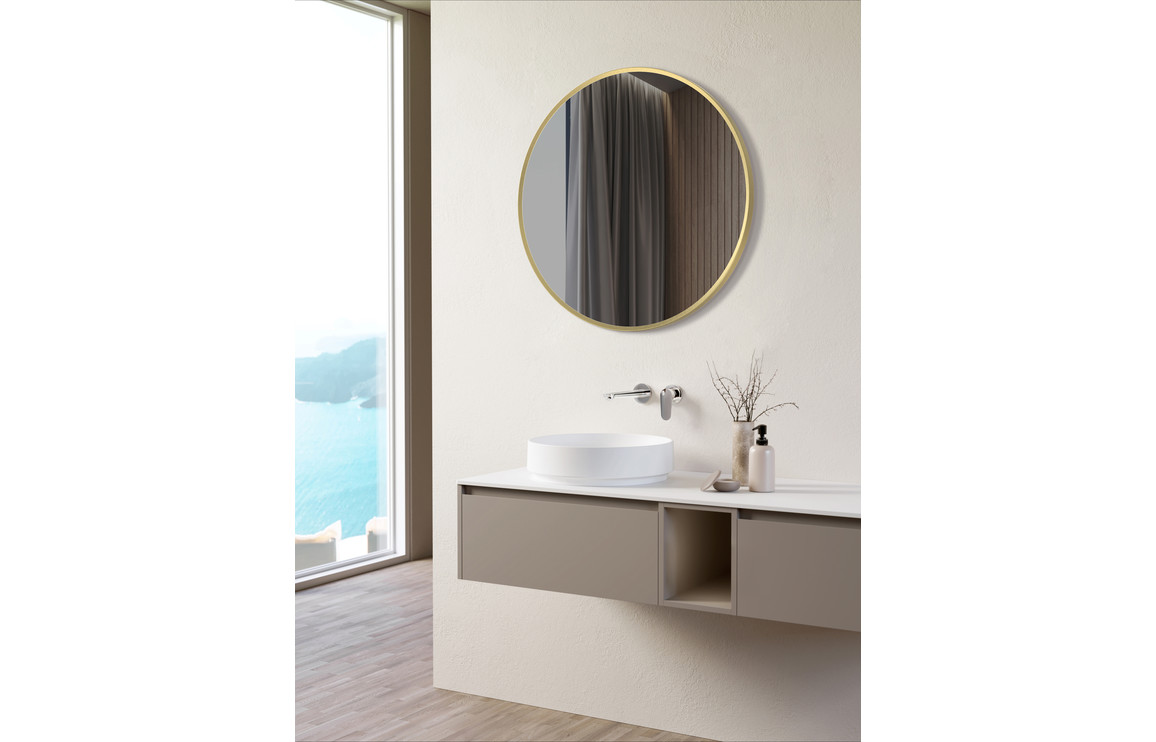 Kenji 600mm Round Mirror - Brushed Brass