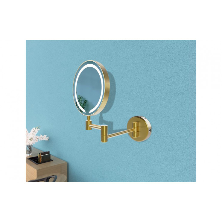 Hoshi Round LED Cosmetic Mirror - Brushed Brass