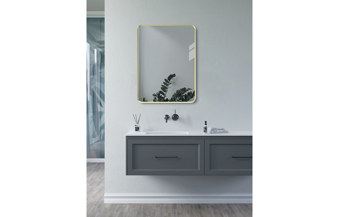 Kenji 600x800mm Rectangle Mirror - Brushed Brass