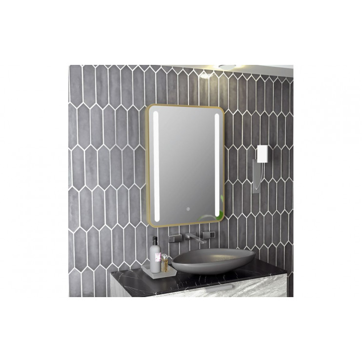 Frontier 500x700mm Rounded Front-Lit LED Mirror - Brushed Brass