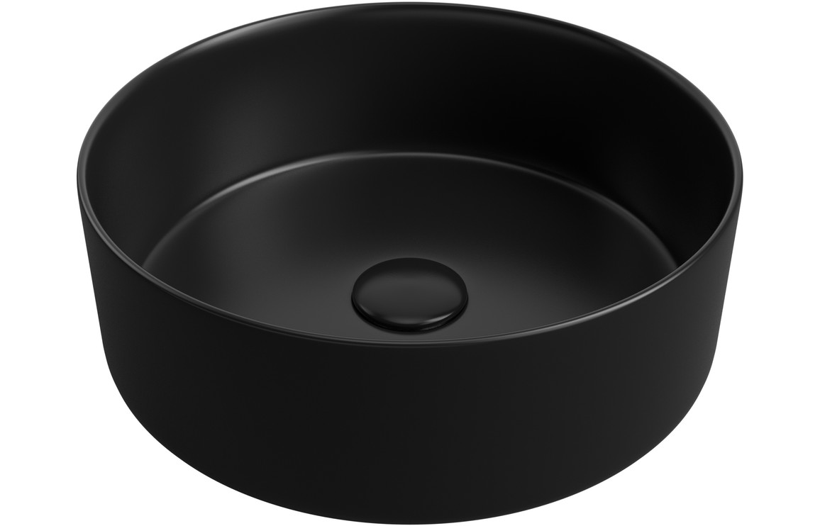 Luxey 355mm Ceramic Round Washbowl & Waste - Matt Black