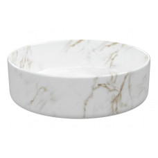 Luxey 355mm Ceramic Round Washbowl & Waste - Marble Effect