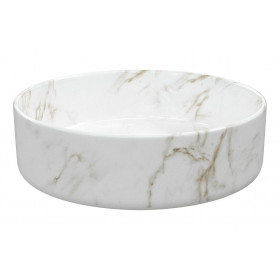 Luxey 355mm Ceramic Round Washbowl & Waste - Marble Effect