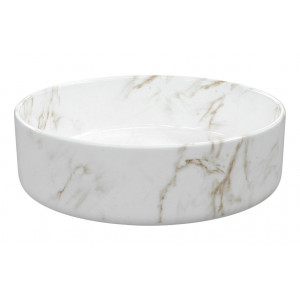 Luxey 355mm Ceramic Round Washbowl & Waste - Marble Effect