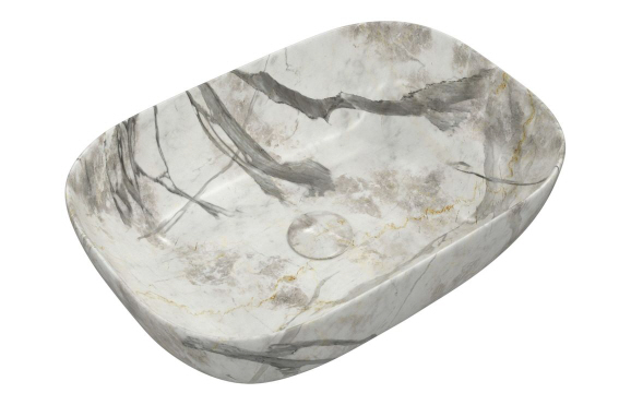 Otto 460x330mm Ceramic Washbowl - White Marble Effect