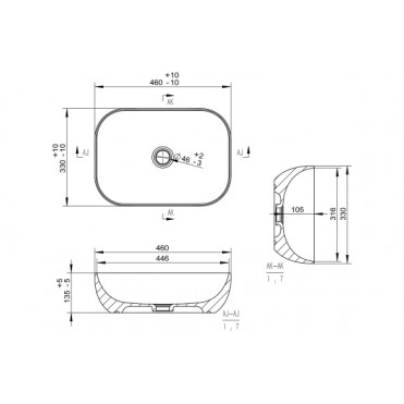Otto 460x330mm Ceramic Washbowl - White Marble Effect